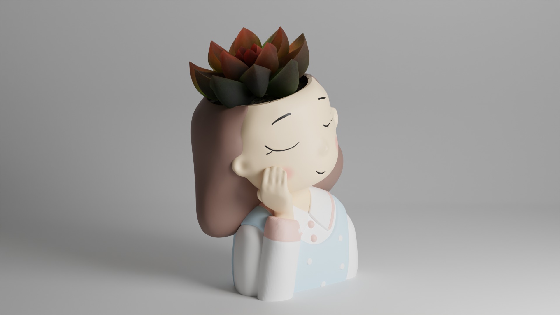 Dreamy Girl Succulent Planter  3D print model_1