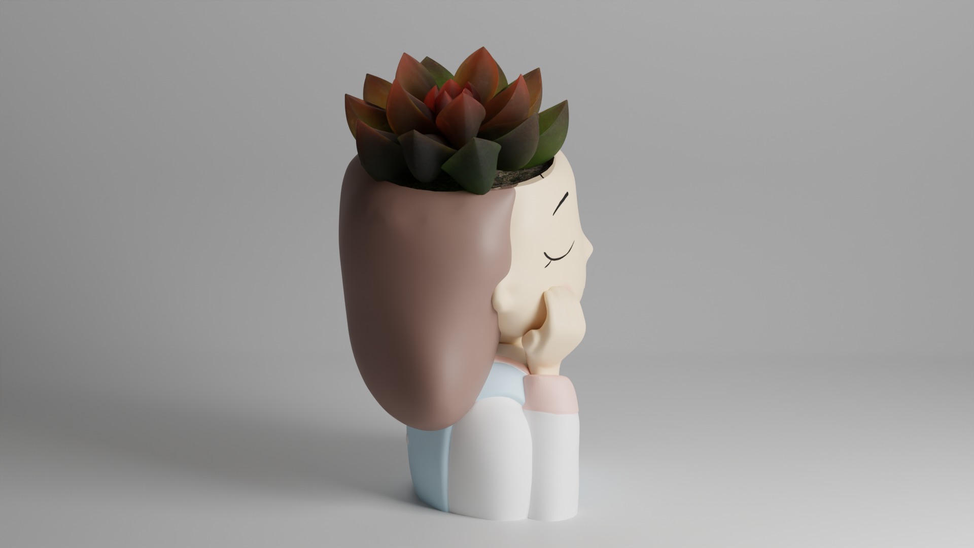 Dreamy Girl Succulent Planter  3D print model_2