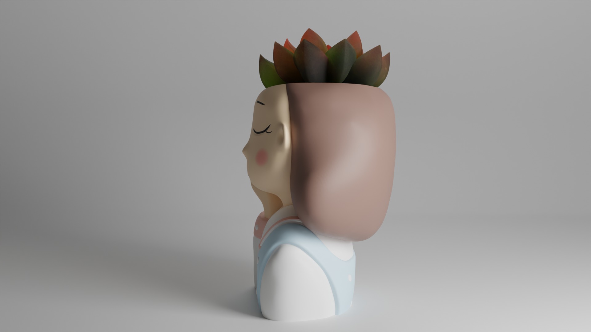 Dreamy Girl Succulent Planter  3D print model_6