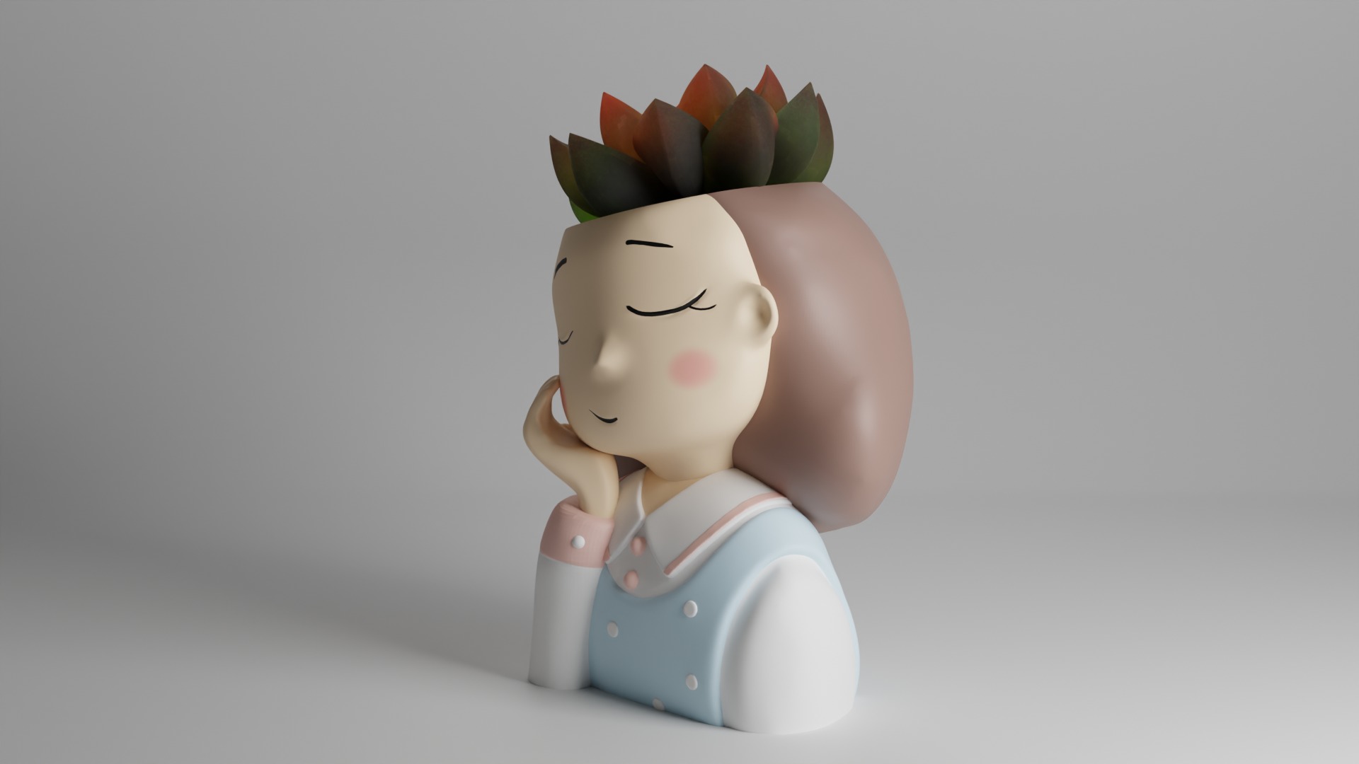 Dreamy Girl Succulent Planter  3D print model_7