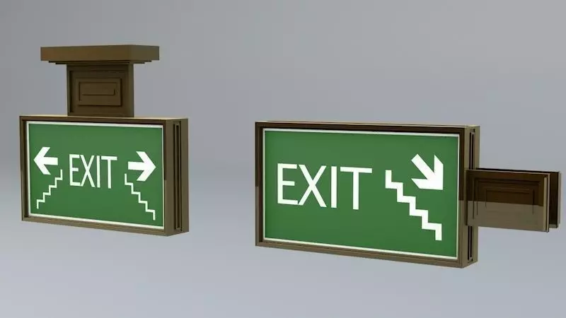Building Emergency Exit Signs Low-poly 3D model_0