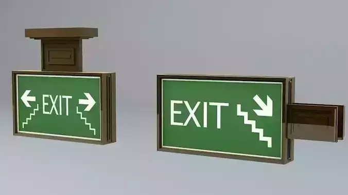 Building Emergency Exit Signs Low-poly 3D model