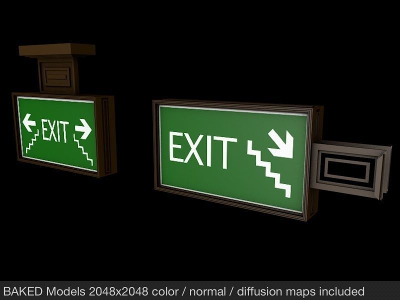 Building Emergency Exit Signs Low-poly 3D model_3