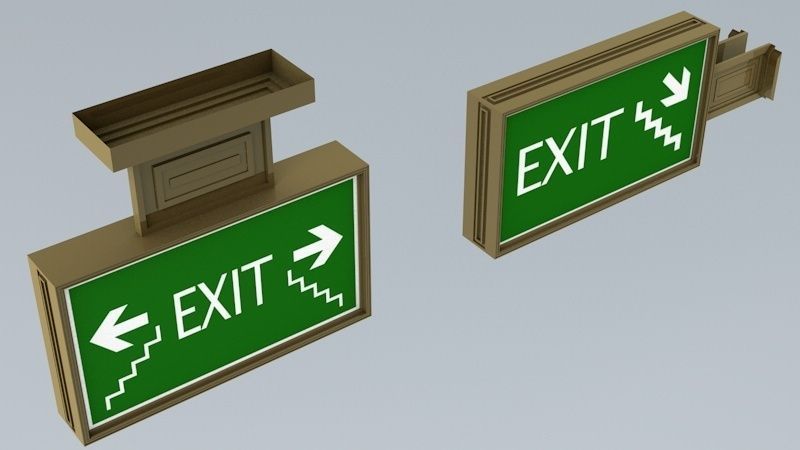 Building Emergency Exit Signs Low-poly 3D model_1