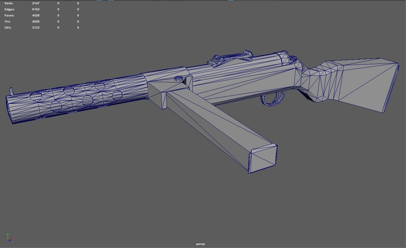 MP-28 Low Poly gun Low-poly 3D model_13