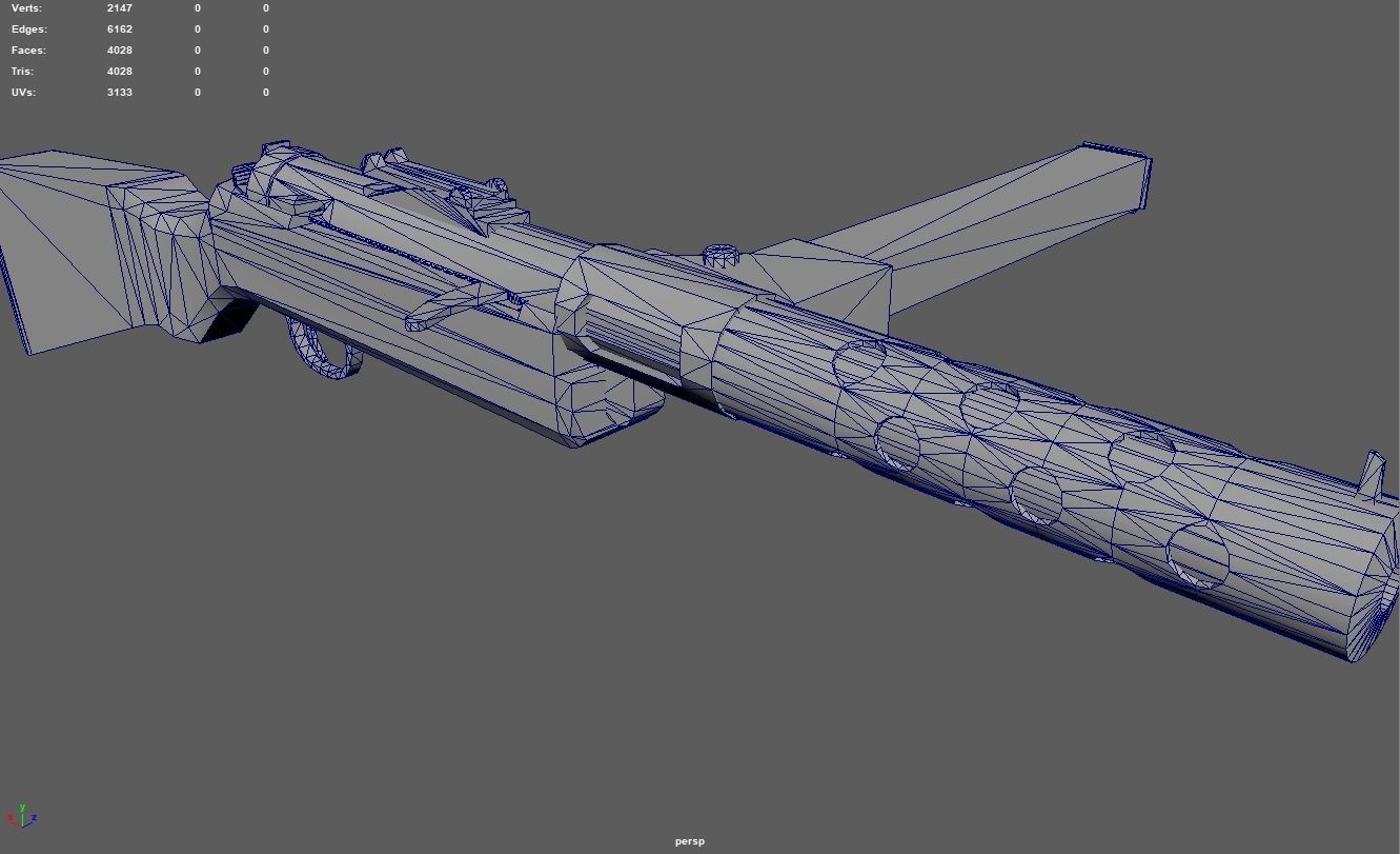 MP-28 Low Poly gun Low-poly 3D model_12