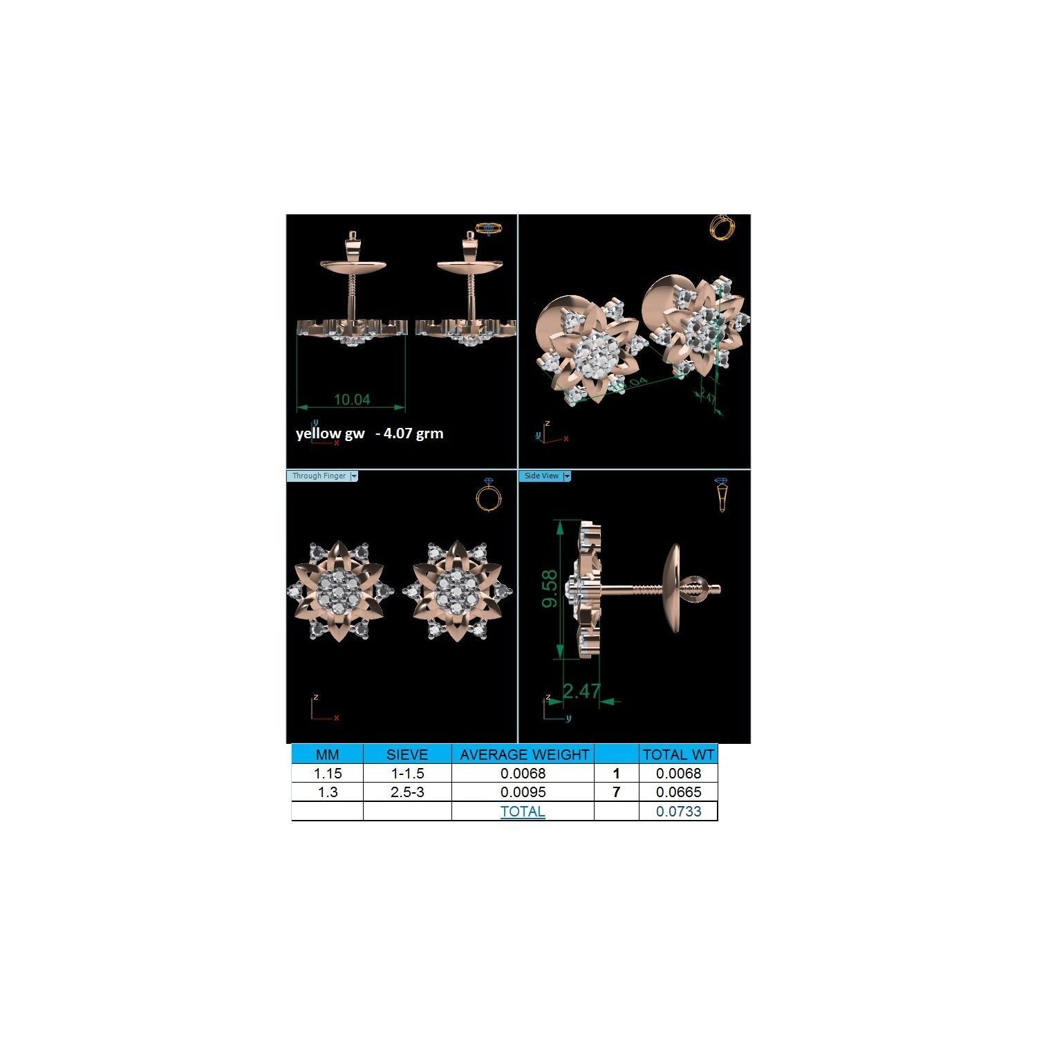 Women earrings 3dm render detail 3D print model 3D print model_15