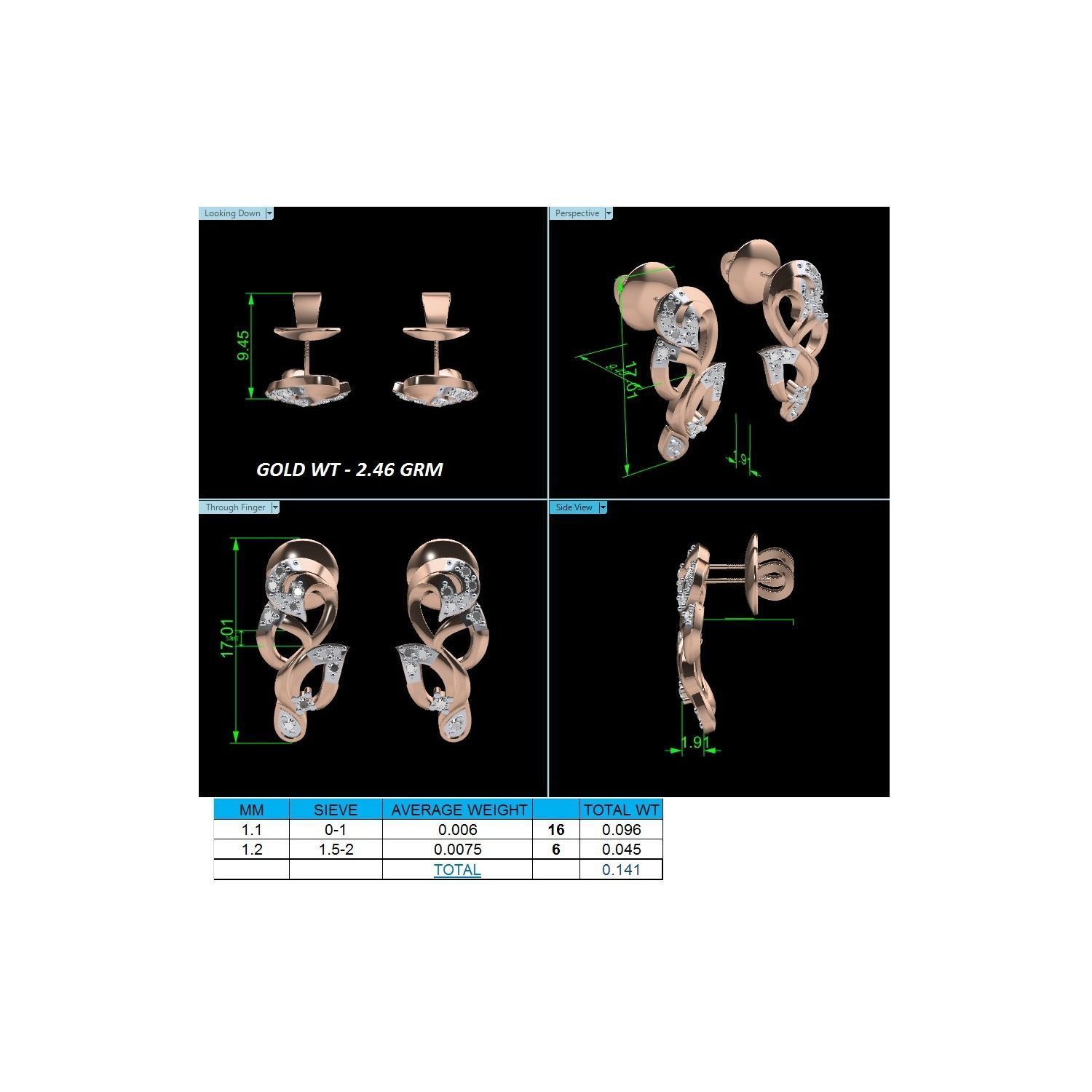 Women earrings 3dm render detail 3D print model 3D print model_7