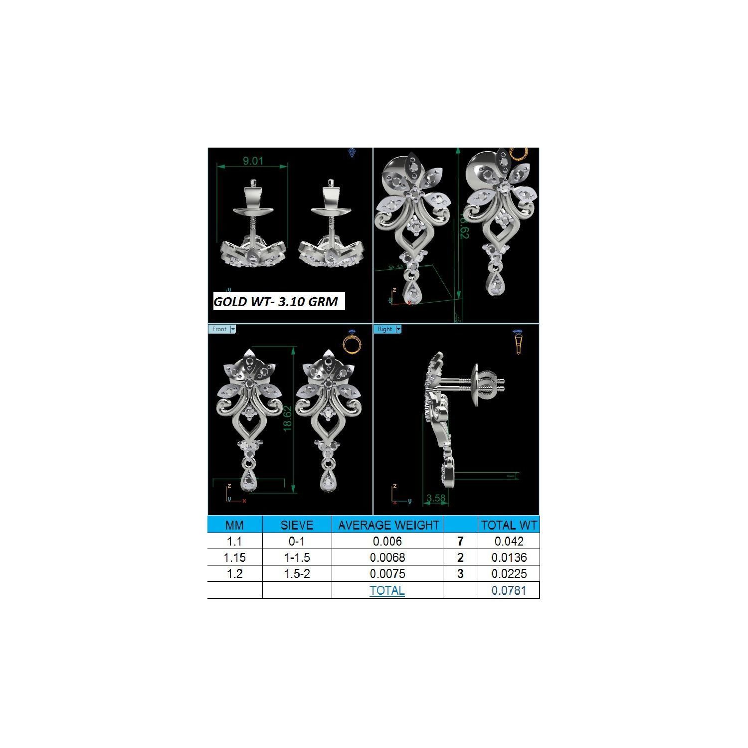 Women earrings 3dm render detail 3D print model 3D print model_2