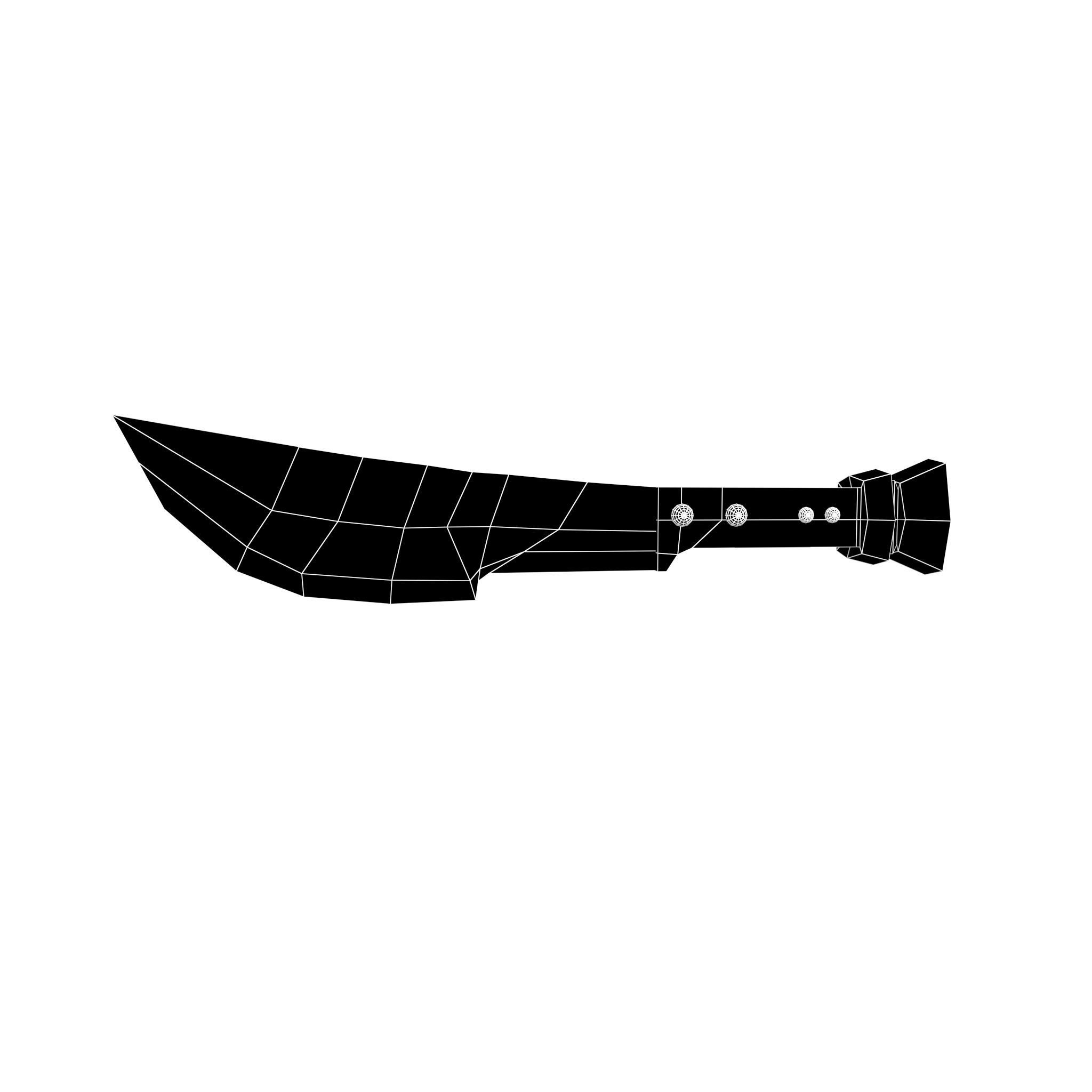 Low Poly Knife 020 Low-poly 3D model_4