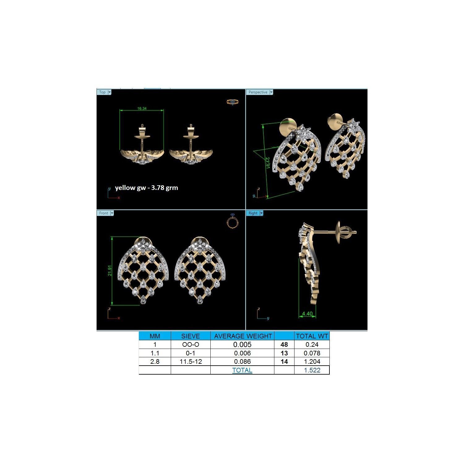 Women earrings 3dm render detail 3D print model 3D print model_6