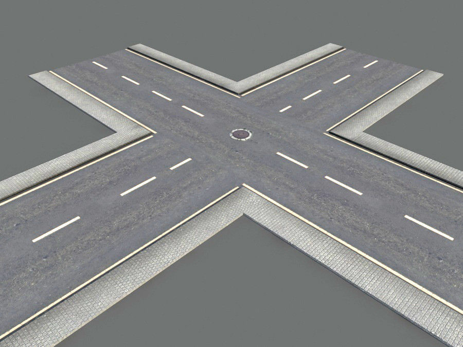 Damaged Road Pack Low Poly Low-poly 3D model_9