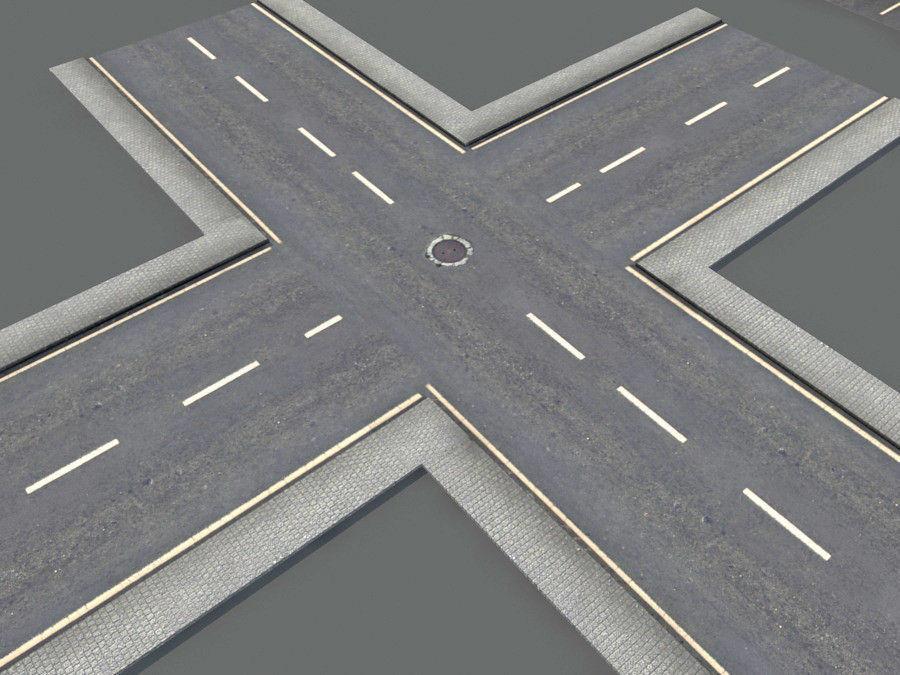 Damaged Road Pack Low Poly Low-poly 3D model_10