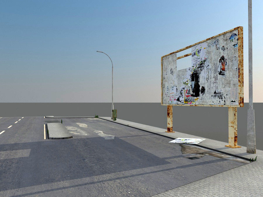 Damaged Road Pack Low Poly Low-poly 3D model_16