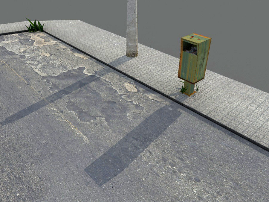 Damaged Road Pack Low Poly Low-poly 3D model_17