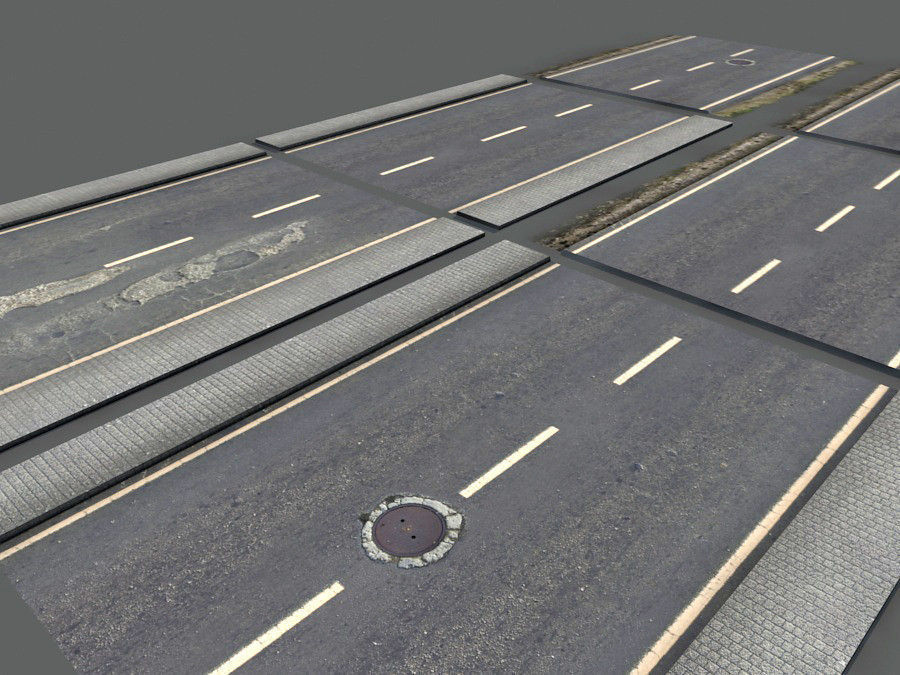 Damaged Road Pack Low Poly Low-poly 3D model_2