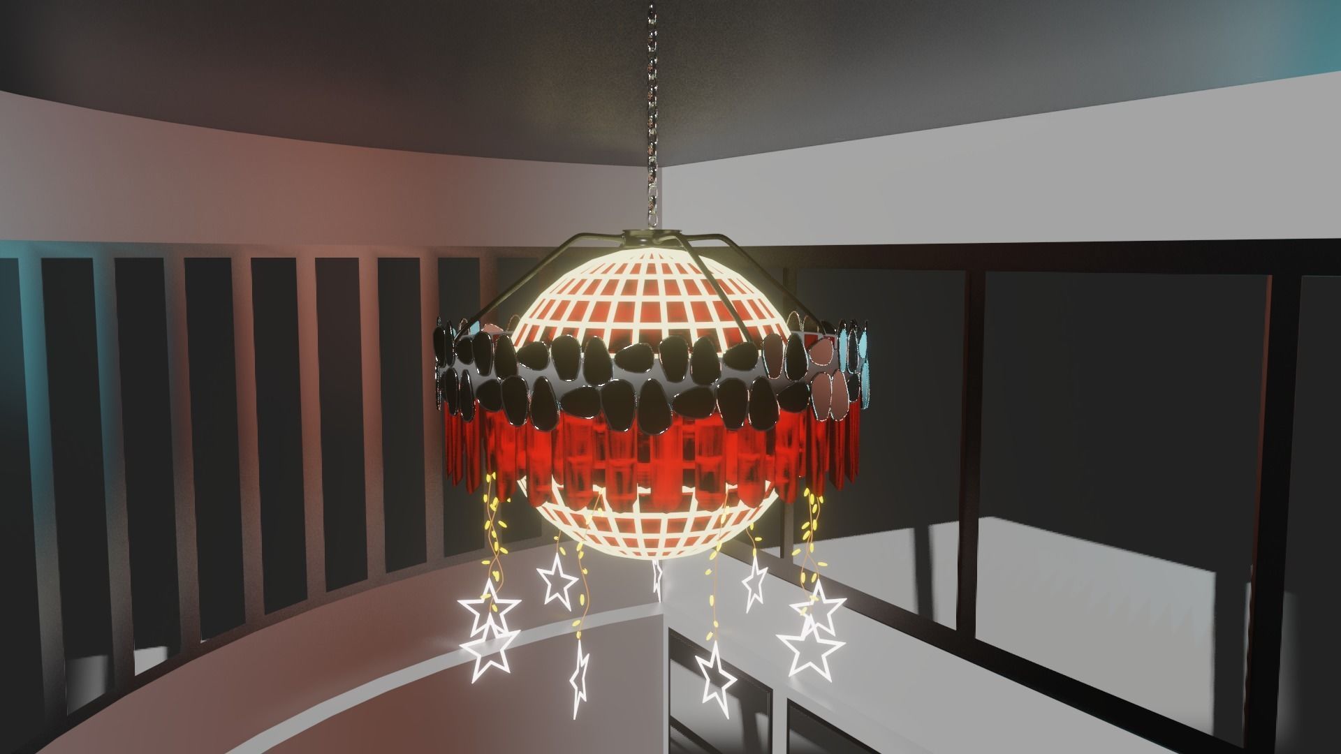 Chandelier lamp with lights hanging from it 3D model_1