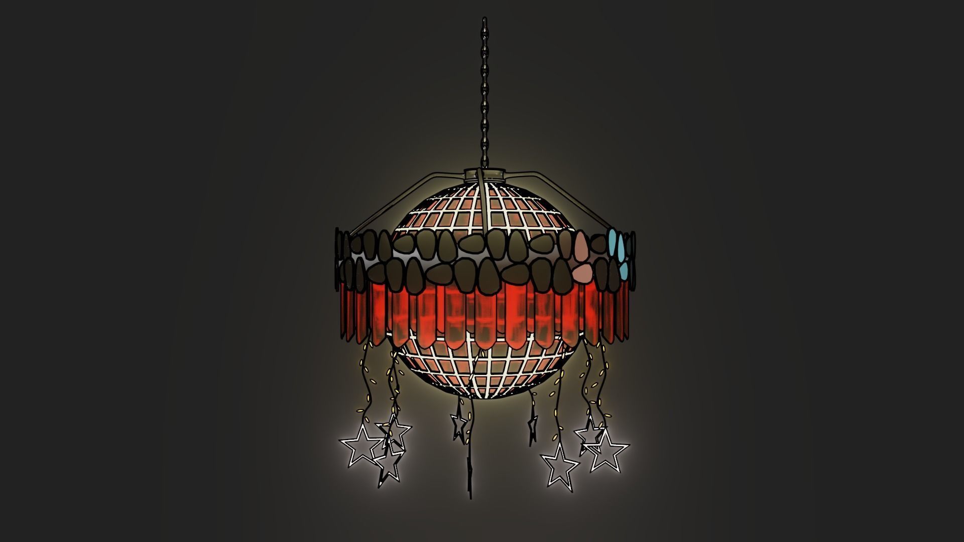 Chandelier lamp with lights hanging from it 3D model_8