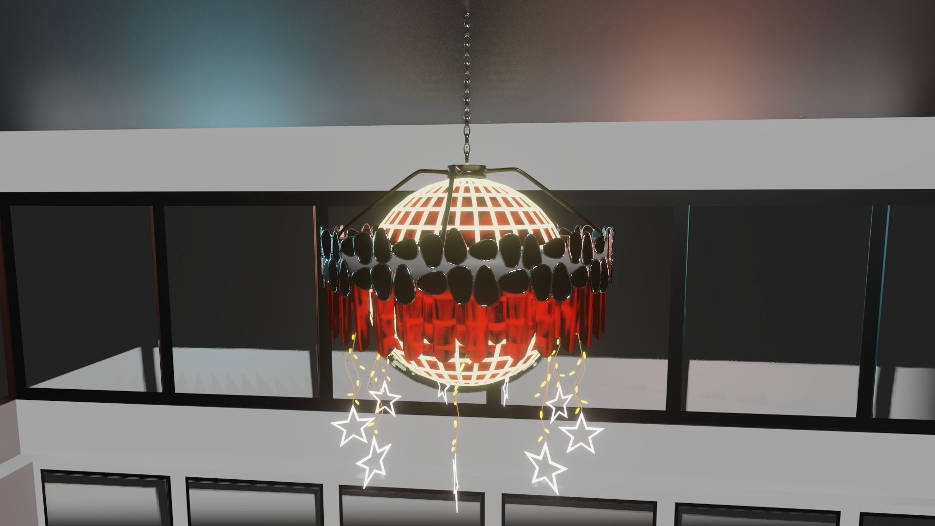 Chandelier lamp with lights hanging from it 3D model_2