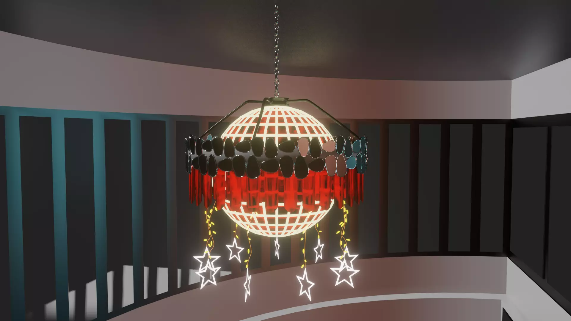 Chandelier lamp with lights hanging from it 3D model_0
