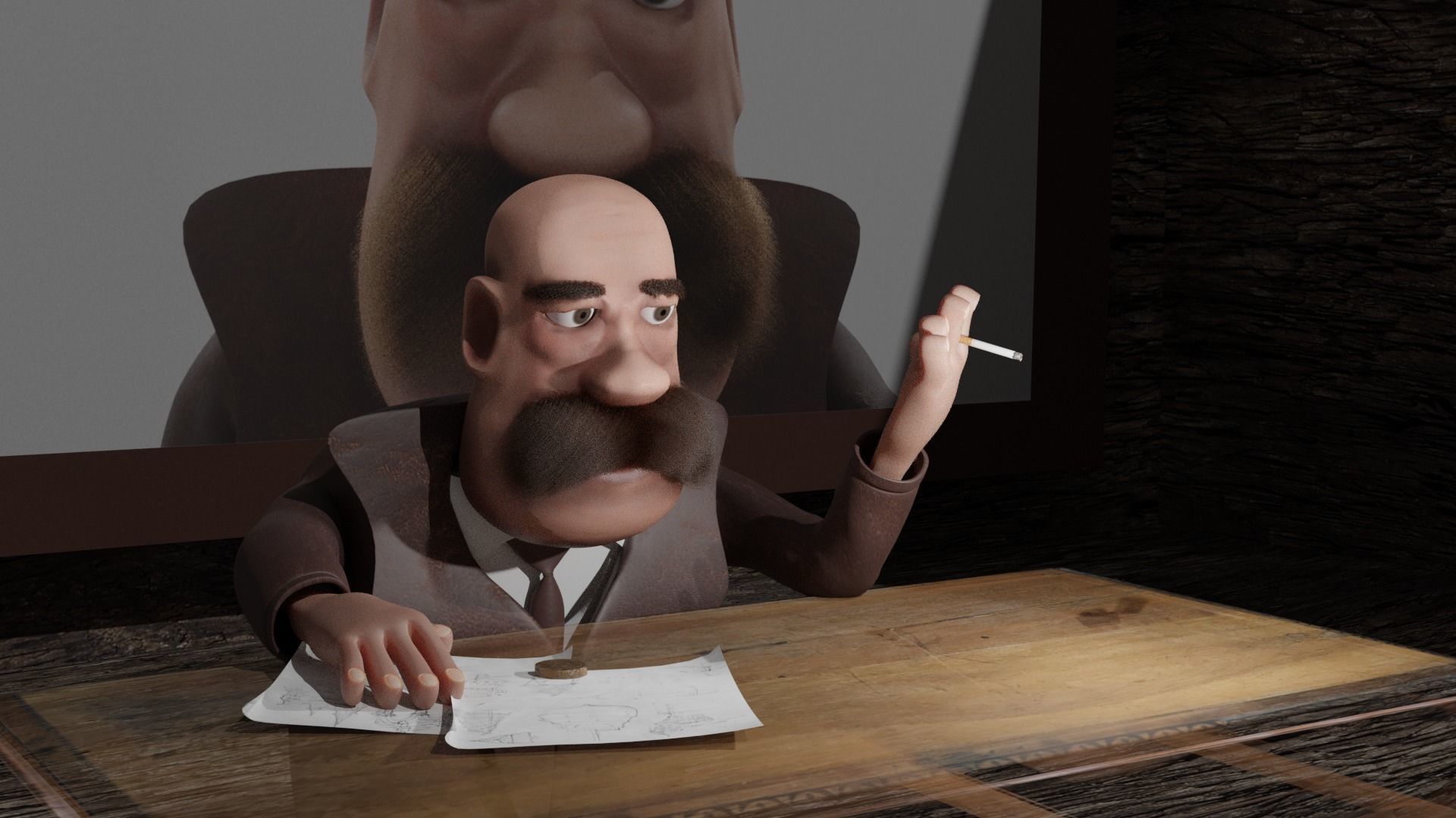 low poly character cartoon man Low-poly 3D model_8