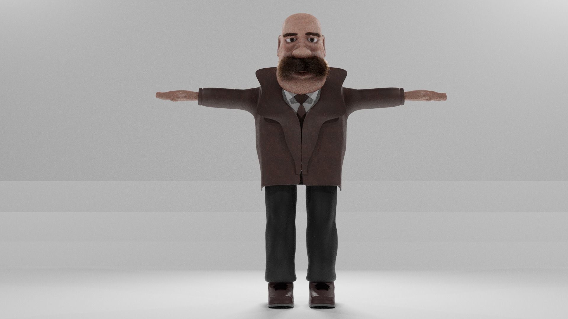 low poly character cartoon man Low-poly 3D model_1