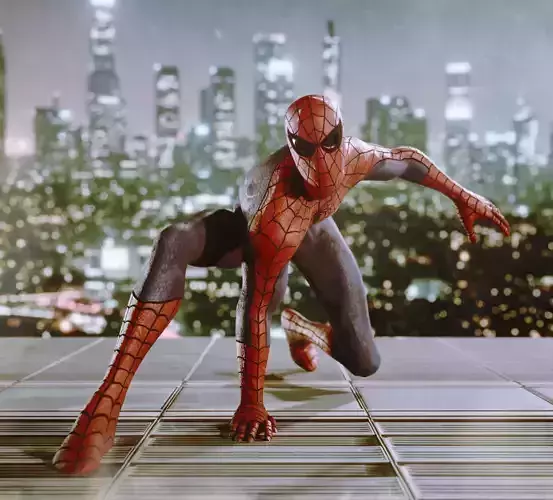 Spiderman Movie Scene Low-poly 3D model