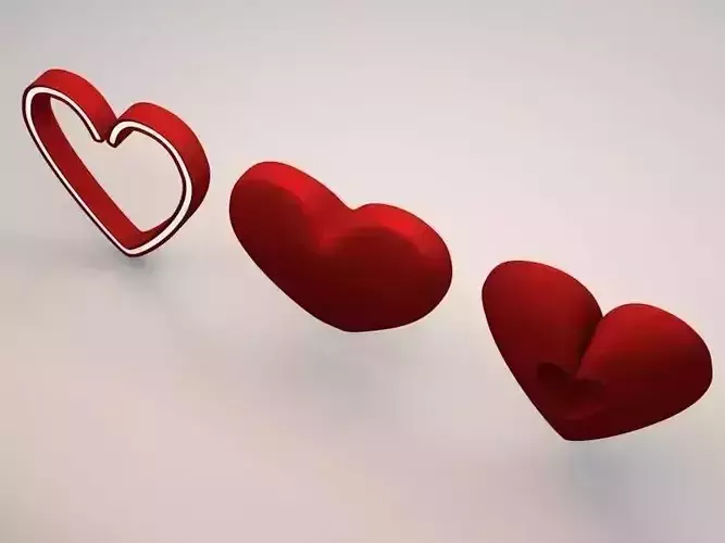 Cartoony Hearts High Poly Models