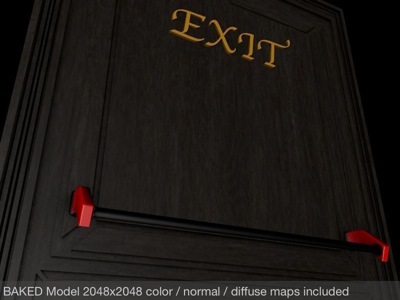 Hotel Emergency Exit Door Low-poly 3D model_4