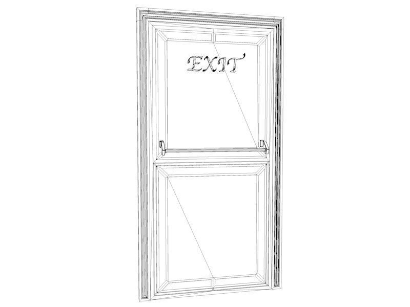 Hotel Emergency Exit Door Low-poly 3D model_6