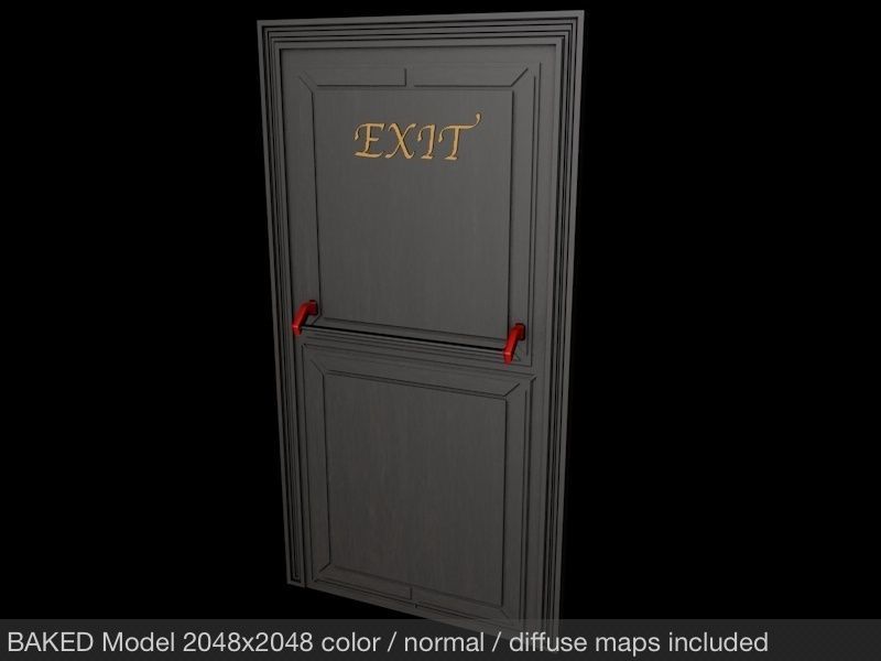 Hotel Emergency Exit Door Low-poly 3D model_3