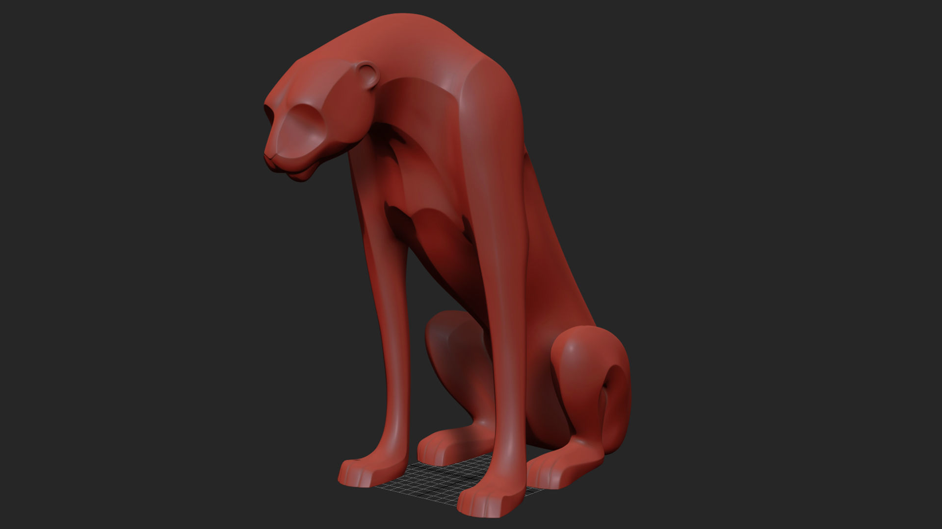 leopard sculpture 3D model_7