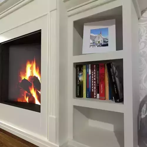 Fireplace mantel with bookshelves 3D model