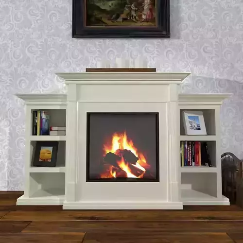 Fireplace mantel with bookshelves