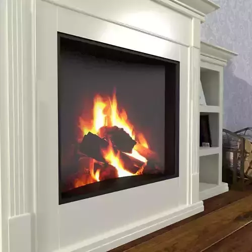 Fireplace mantel with bookshelves