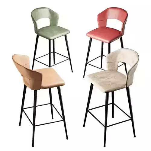 Set of 2 Modern Leather 26  Counter Stool 3D model