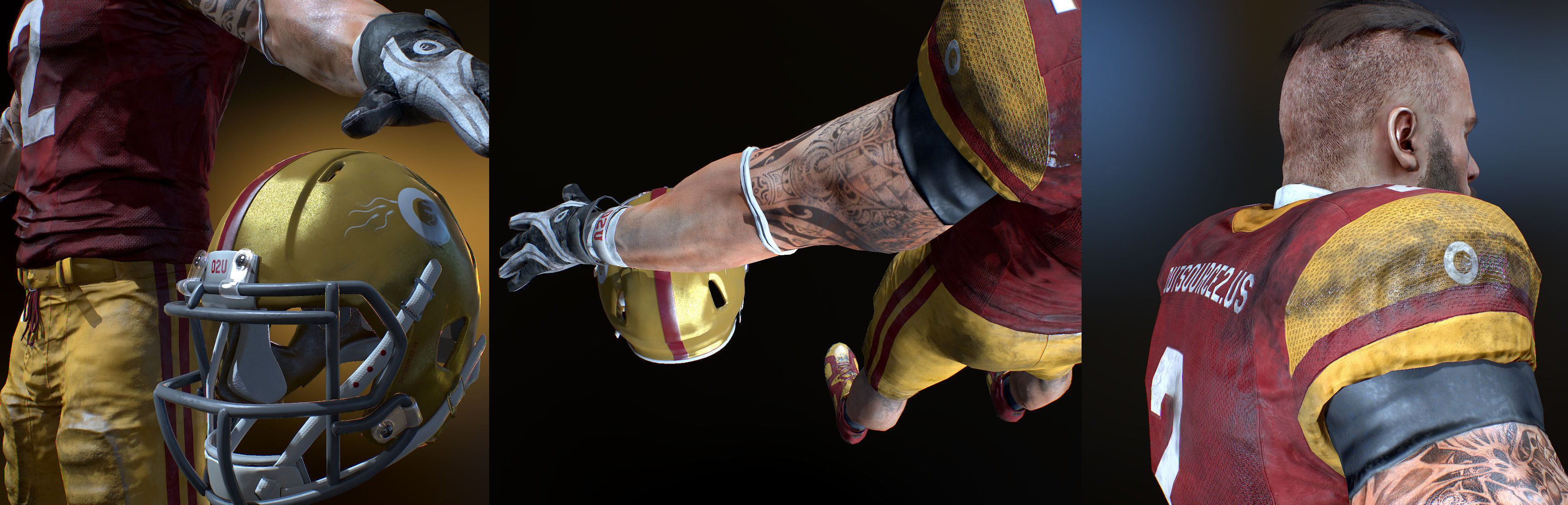 American Football Player High Details 3D model_1