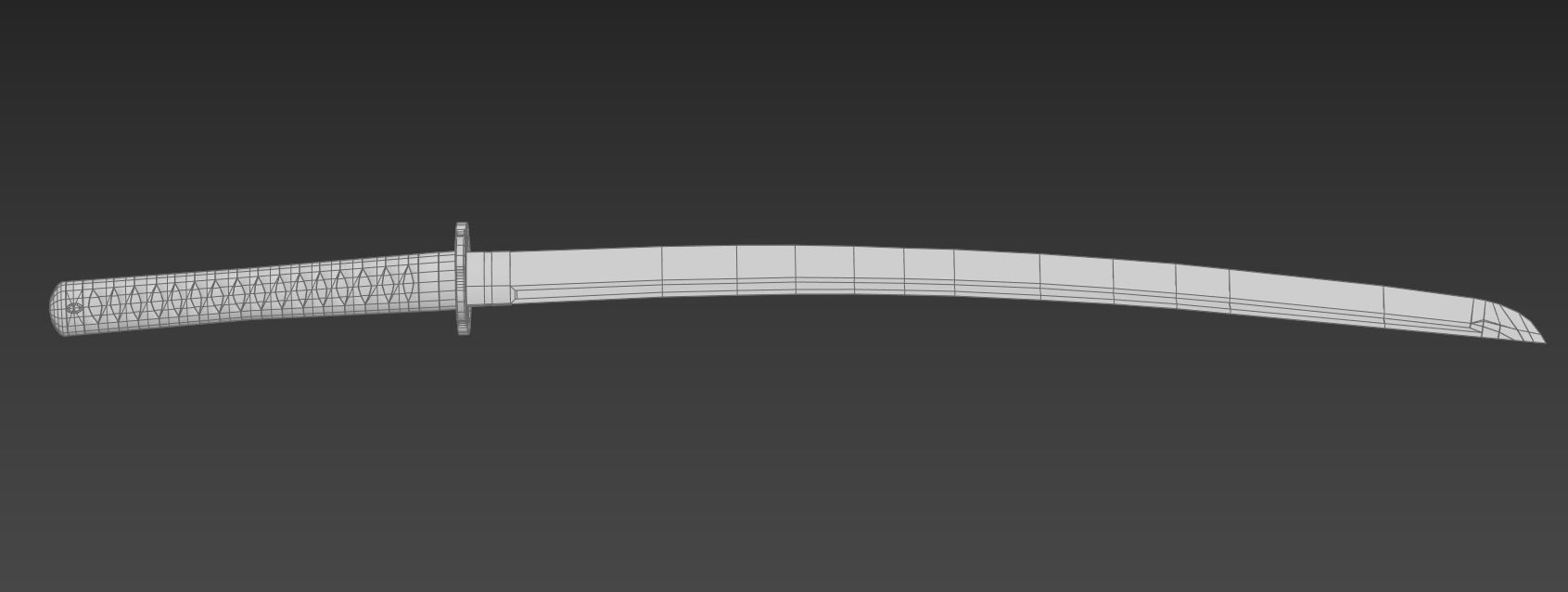 Damascus Steel Katana  Low-poly 3D model_8