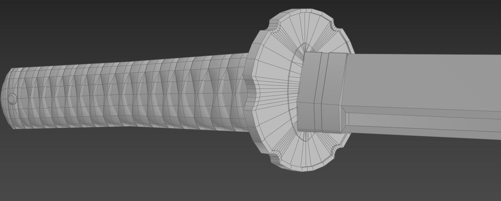 Damascus Steel Katana  Low-poly 3D model_10