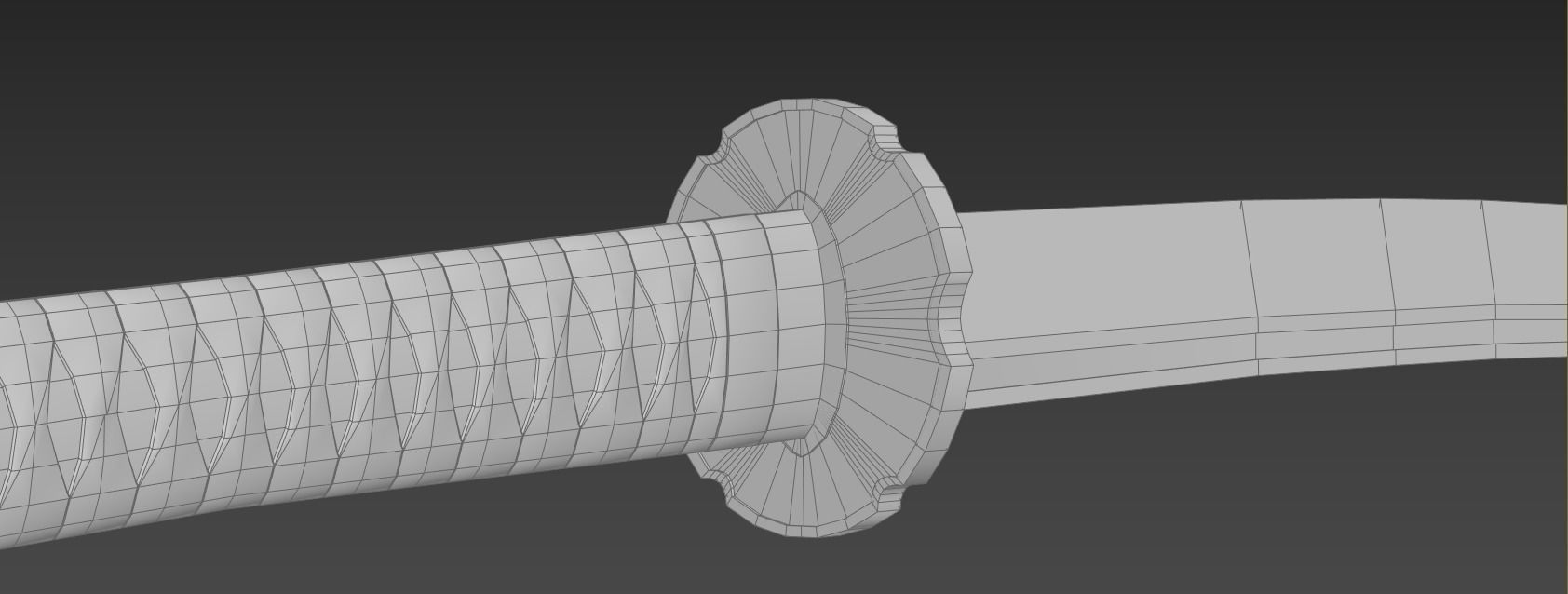 Damascus Steel Katana  Low-poly 3D model_11