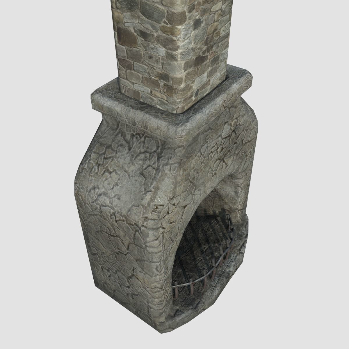 Medieval Fireplace Low-poly 3D model_3