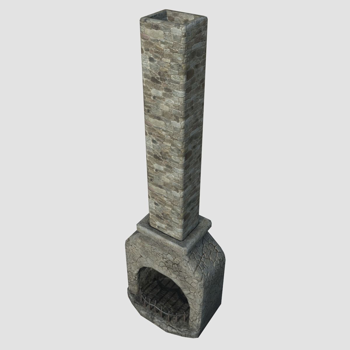 Medieval Fireplace Low-poly 3D model_1