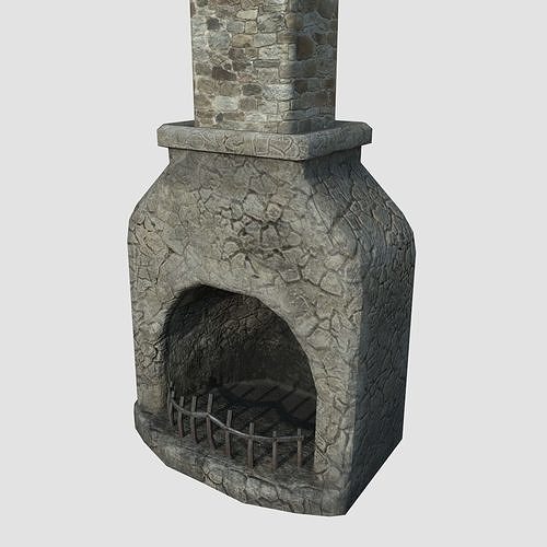 Medieval Fireplace Low-poly 3D model