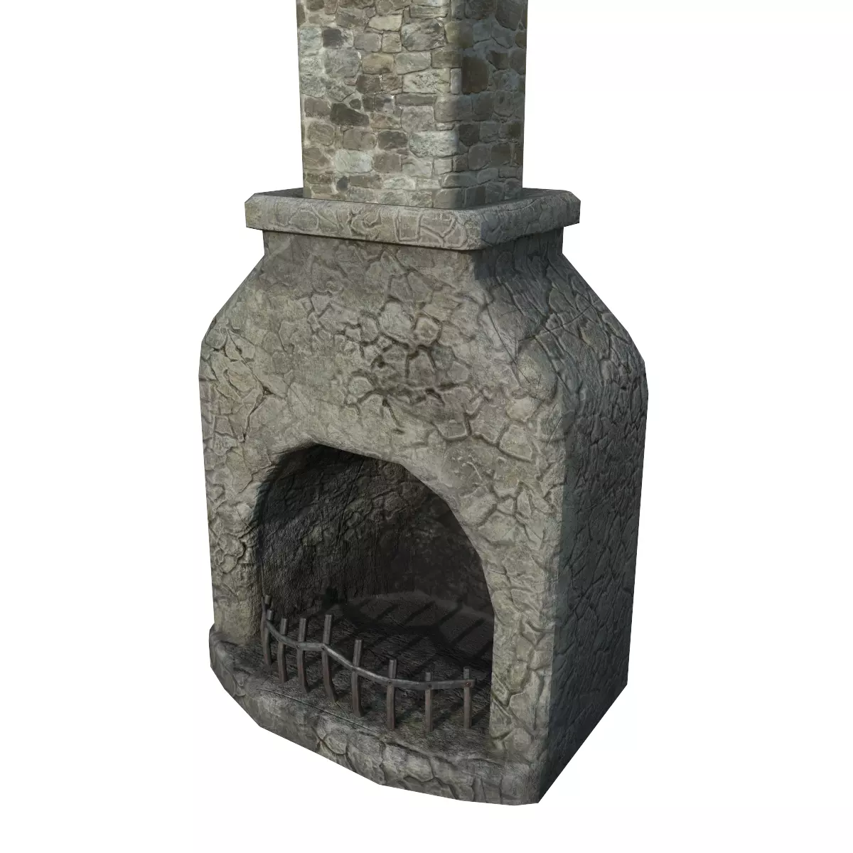 Medieval Fireplace Low-poly 3D model_0