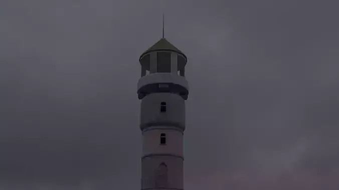Lighthouse mosque under cloudy sky Free 3D model