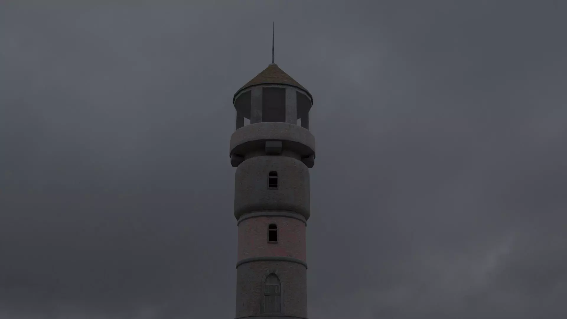 Lighthouse mosque under cloudy sky Free 3D model