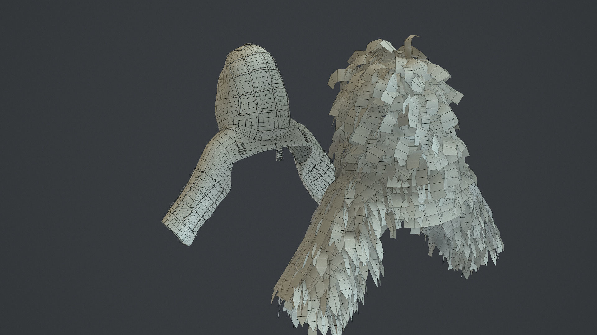 Viper  2 Ghillie hood Low-poly 3D model_10