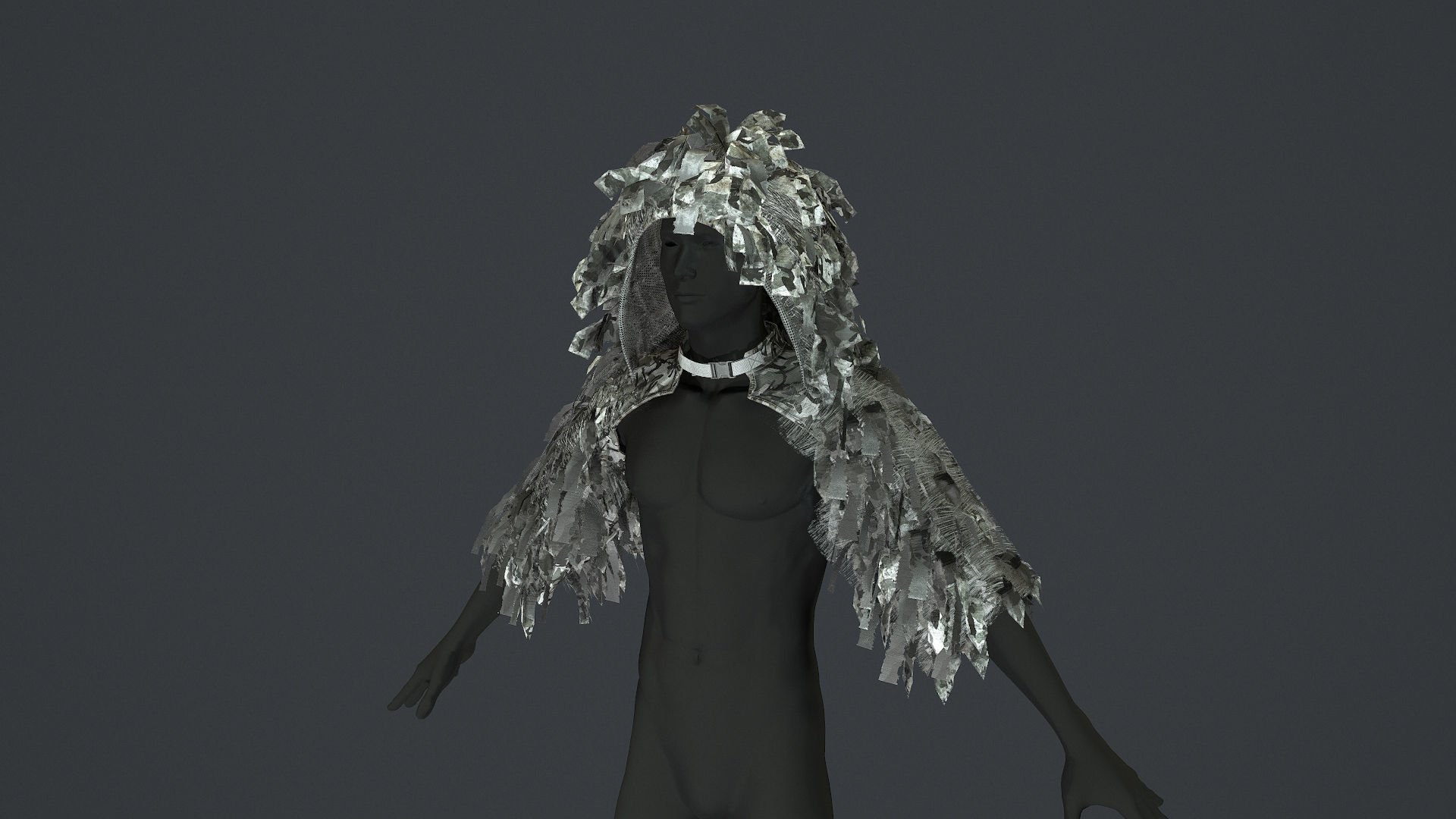 Viper  2 Ghillie hood Low-poly 3D model_5