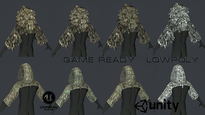 Viper  2 Ghillie hood Low-poly 3D model