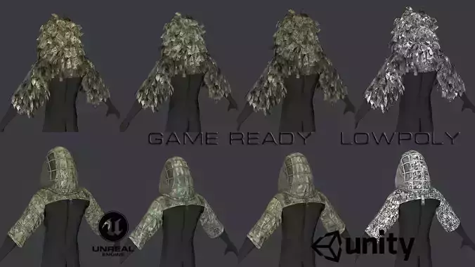Viper  2 Ghillie hood Low-poly 3D model